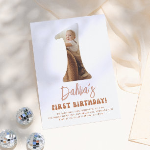 Invitation Super One Boho les années 70 Daisy Photo 1ère fête