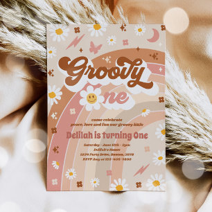 Invitation Super One Peace Love Party Rainbow Birthday Party