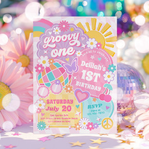 Invitation Super One Rainbow Sunshine 1ère fête d'anniversair