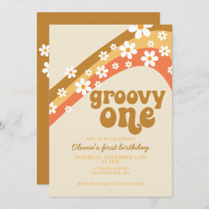 Invitation Super One Retro marguerite boho fleurie premier an