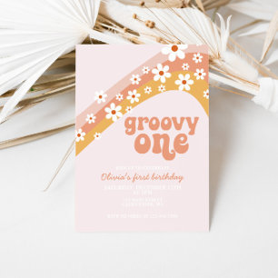 Invitation Super One Retro marguerite boho fleurie premier an