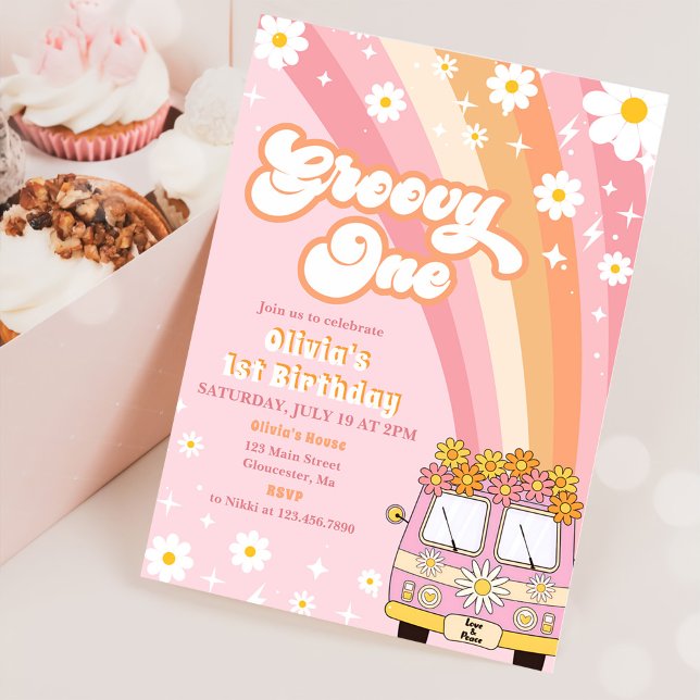 Invitation super One Retro Rainbow 1er anniversair (Créateur téléchargé)
