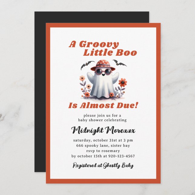 Invitation Super Petit Boo Presque Baby shower (Devant / Derrière)