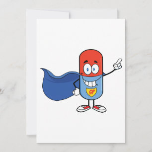 Invitation Super Pill Personnage de Dessin Animé Héros