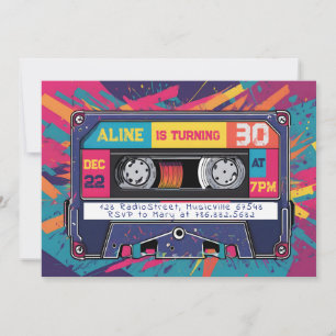 Invitation Super Rad 80s 90s Audio Cassette Anniversaire Invi
