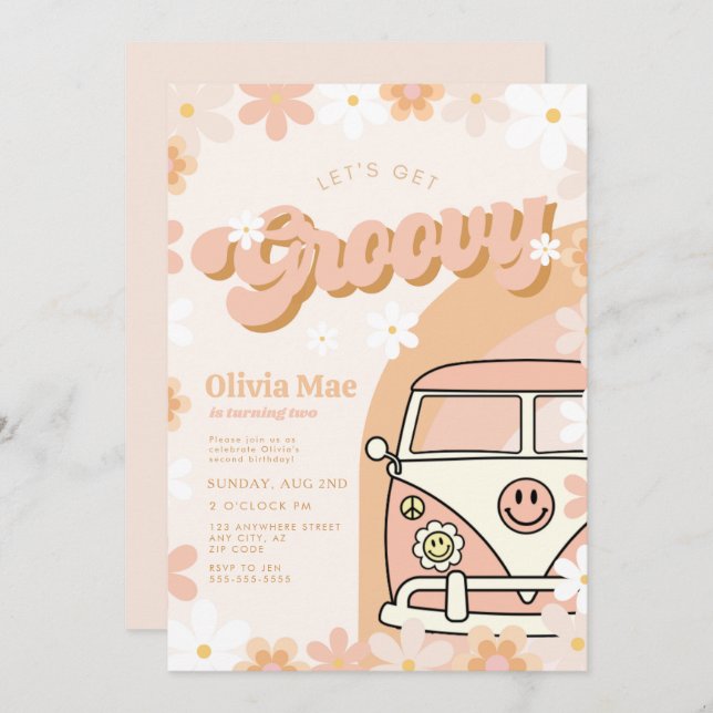 Invitation super Retro Anniversaire (Devant / Derrière)