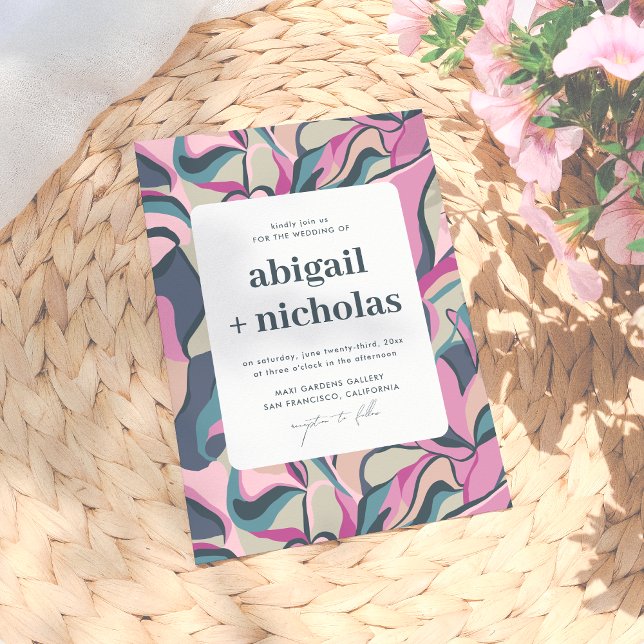 Invitation Super rétro coloré Abstrait unique Mariage (Créateur téléchargé)