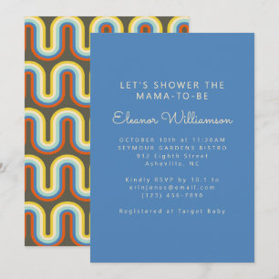 Invitation Super Retro les années 70 Blue Olive Green Baby Bo