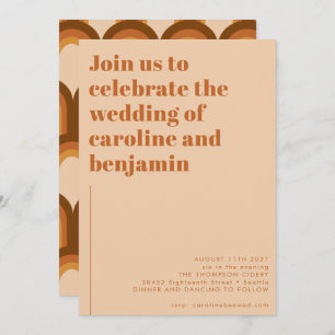 Invitation Super Retro les années 70 Design Brown Mariage Ter