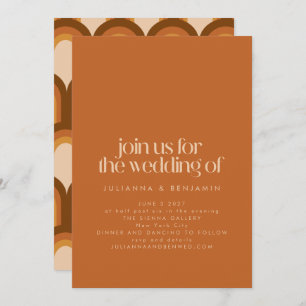 Invitation Super Retro les années 70 Design Brown Mariage Ter