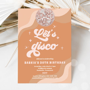 Invitation Super Retro les années 70 Let's Disco Anniversaire