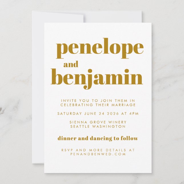 Invitation Super rétro les années 70 Mariage tout-en-un (Devant)