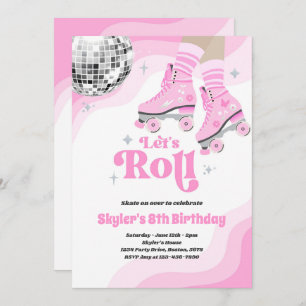 Invitation Super Retro Roller Ski Disco Anniversaire Fête