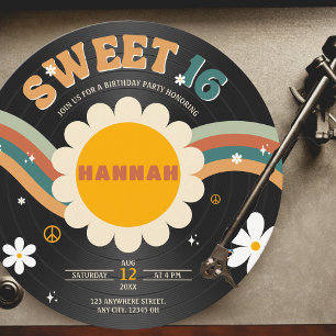 Invitation Super Retro Vinyl Record Girl's Sweet 16 Anniversa