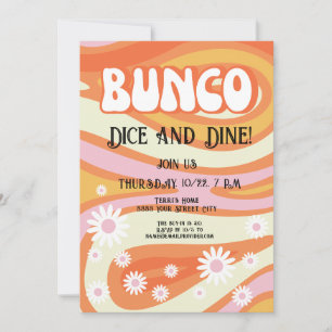 Invitation Super rose et orange Floral Bunco Dames Nuit