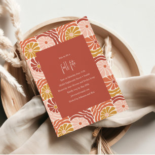 Invitation Super rouille rose rose florale Boho pied d'automn