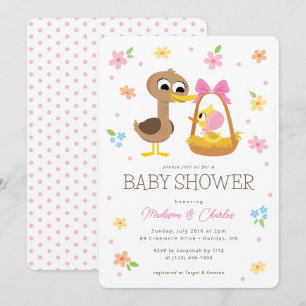 Invitation Super simple   5 Petits canards Baby shower fille