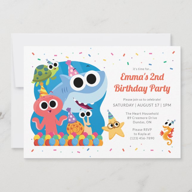 Invitation Super Simple | L'anniversaire de Finny le requin a (Devant)