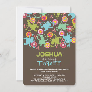 Invitation Super Space Aliens Enfants Garçon Anniversaire Inv