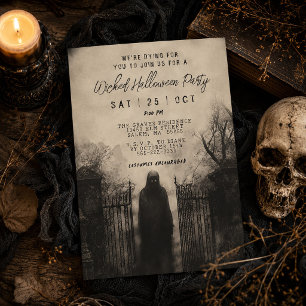 Invitation Super Spooky Grim Reaper Fête d'Halloween Méchante