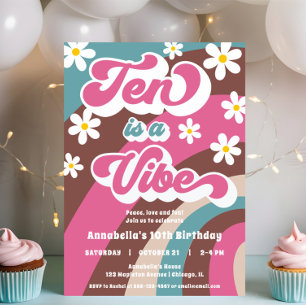 Invitation Super Ten est une Vibe rose turquoise fille 10e an