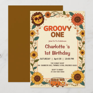 Invitation Super Un Lion Anniversaire Rétro 70s Premier Anniv