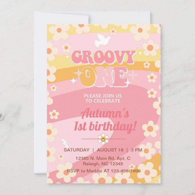 Invitation Super Une fille 1er anniversaire invitation, invit (Devant)