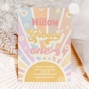 Invitation Super Une Hippie 1er Anniversaire Sunshine Daisy