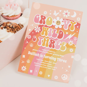 Invitation Super Wild Et Trois Hippie 3e fête d'anniversaire