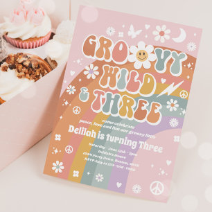 Invitation Super Wild Et Trois Hippie 3e fête d'anniversaire