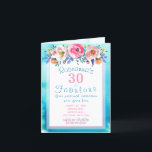 Invitation Superbe aquarelle florale 30 et fabuleuse<br><div class="desc">Invitation vos amis à célébrer votre anniversaire avec de magnifiques fleurs d'aquarelle sur un arrière - plan bleu aquarelle. customisez facilement l'invitation avec les détails de votre fête. Cliquez sur "Personnaliser ce modèle" et remplacez le texte modèle par vos propres détails. Ajoutez une note personnelle supplémentaire dans cette carte pliée....</div>