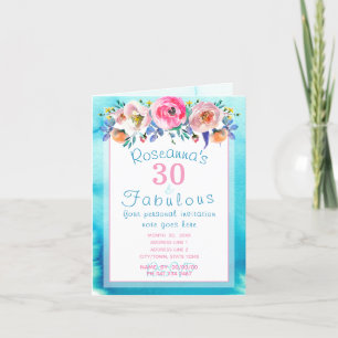 Invitation Superbe aquarelle florale 30 et fabuleuse