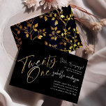 Invitation Superbe Black & Gold 21e fête d'anniversaire surpr<br><div class="desc">Rendez inoubliable le 21e anniversaire de votre être cher avec nos invitations personnalisables sans effort d'Eugene Designs. Dotés d'un faux film d'or chic 'Twenty One' dans un script manuscrit contemporain, ces invitations sont le parfait mélange d'élégance moderne et de style minimaliste. Les détails de votre parti sont présentés dans une...</div>