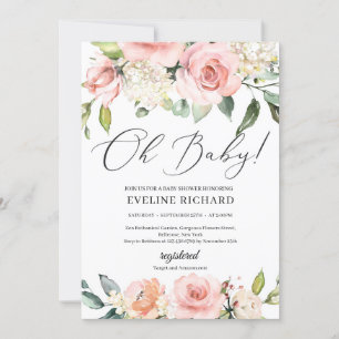 Invitation Superbe boho rose rose vif boho Oh Baby