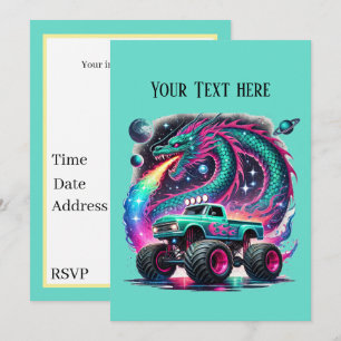 Invitation Superbe camion monstre garçons fête d'anniversaire