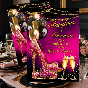 Invitation Superbe chaussure à talon doré avec un diadème ros