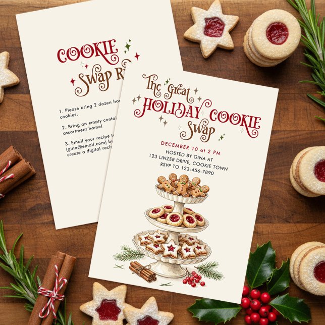 Invitation Superbe échange de biscuits de Noël, fête de la pâ (Holiday Cookie Swap Invitation - printed or digital download - by Darling & May)