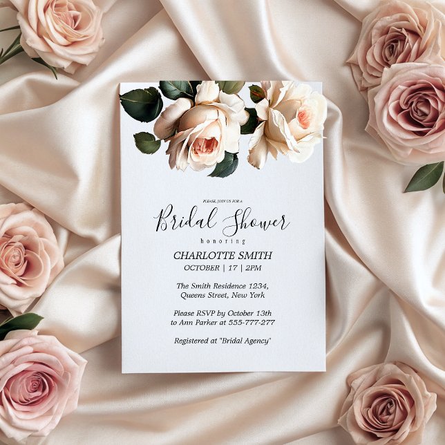 Invitation Superbe Fête des mariées de Rose de thé (Gorgeous Tea Rose Bridal Shower Invitation)