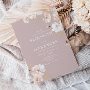 Invitation Superbe Fleur sauvage enchanté Blush Mariage