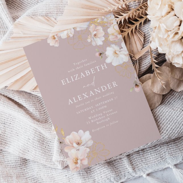 Invitation Superbe Fleur sauvage enchanté Blush Mariage (Créateur téléchargé)