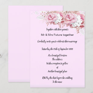 Invitation Superbe Mariage de bouquet rose Pretty