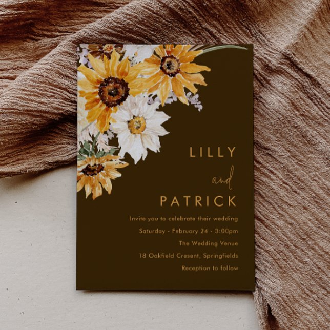 Invitation Superbe Mariage Floral de Sunflower Boho (Créateur téléchargé)