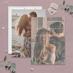 Invitation Superbe Overlay de Vélin Blanc 2 Photo