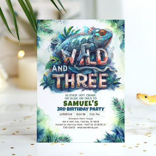 Invitation Superbe Reptiles Wild et Trois 3e fête d'anniversa