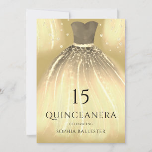 Invitation Superbe robe de sirène d'or Quinceanera Party