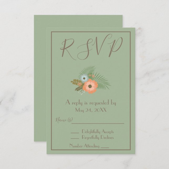 Invitation Superbe RSVP vert (Devant / Derrière)