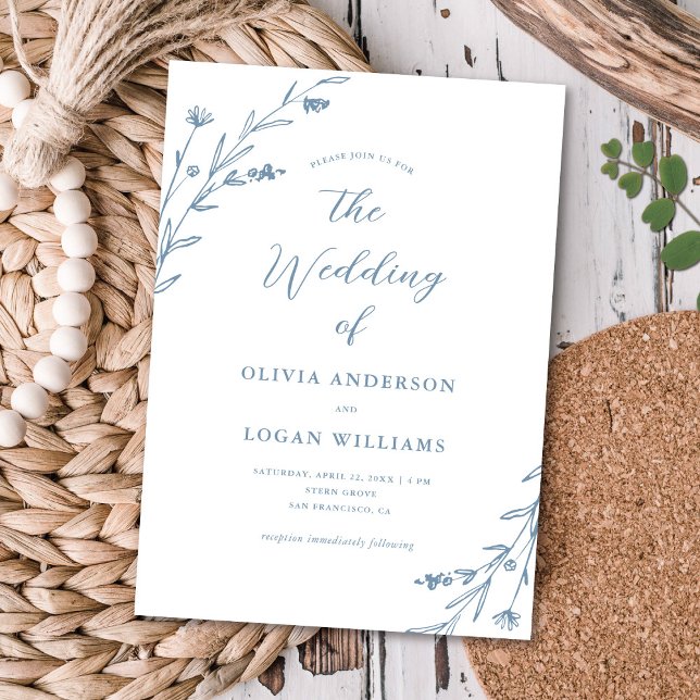 Invitation Superbe Rustique Dusty Fleur sauvage Boho Mariage (Créateur téléchargé)