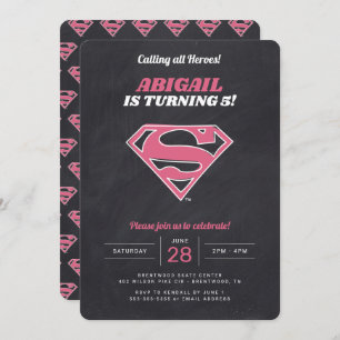 Invitation Supergirl Logo Girls Chalkboard Anniversaire