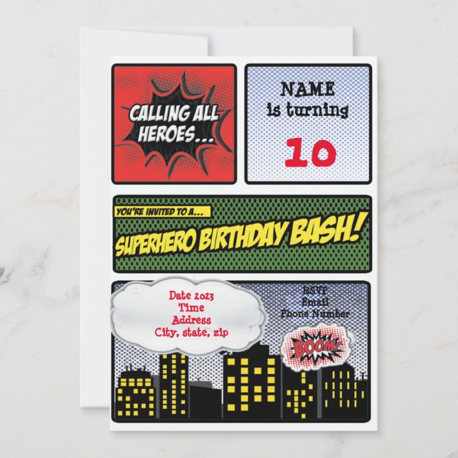 Invitation Superhero (Devant)
