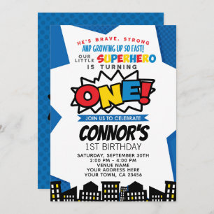 Invitation Superhero 1er Anniversaire